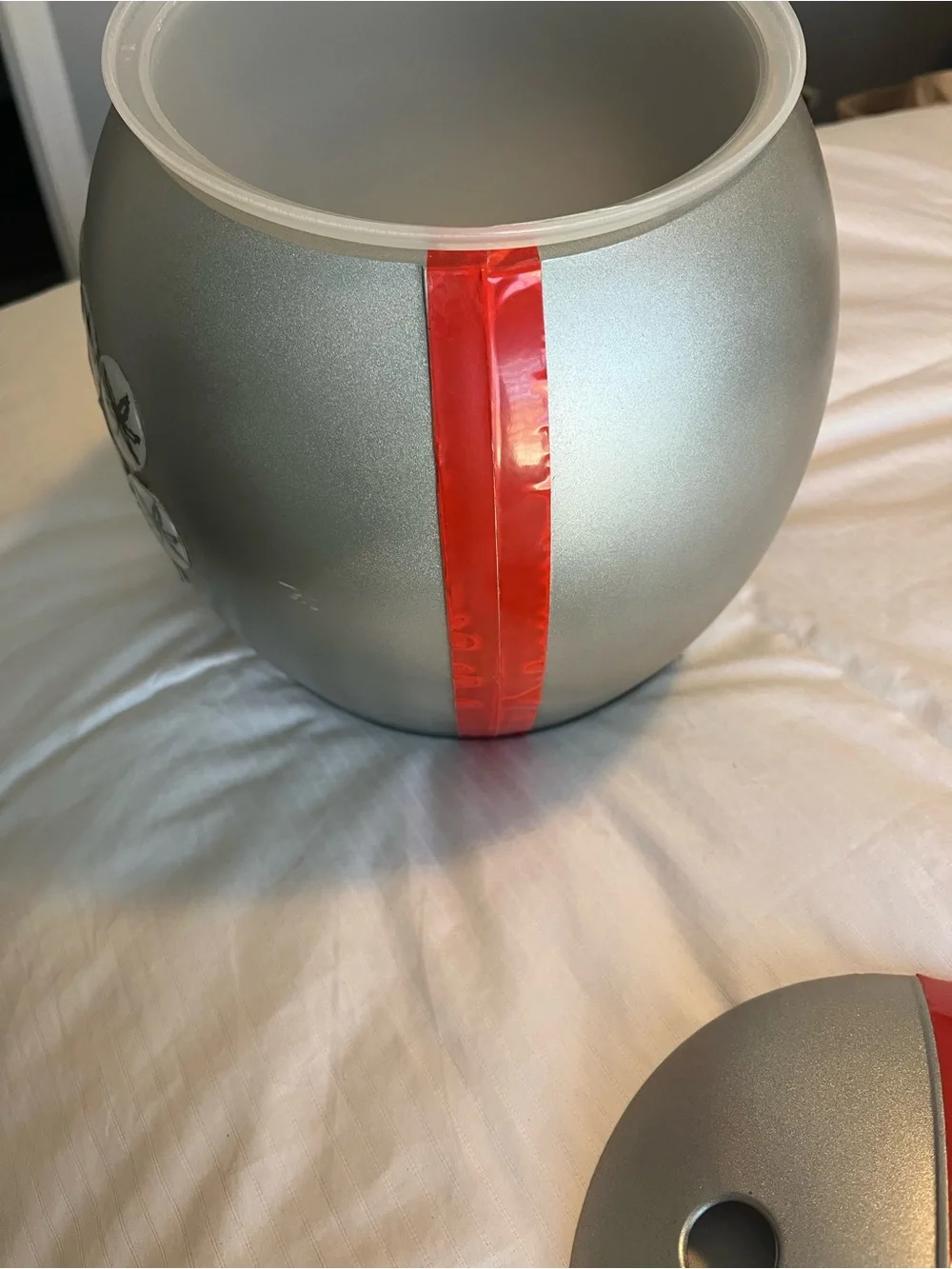 Silver Football Helmet Chip N Dip Dish with Red Stripe
